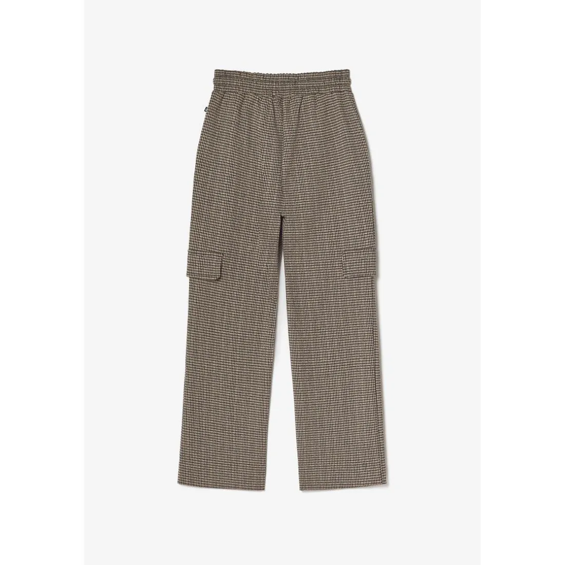 Pantalon fille, cargo Ruzenagi à motif pied de poule beige