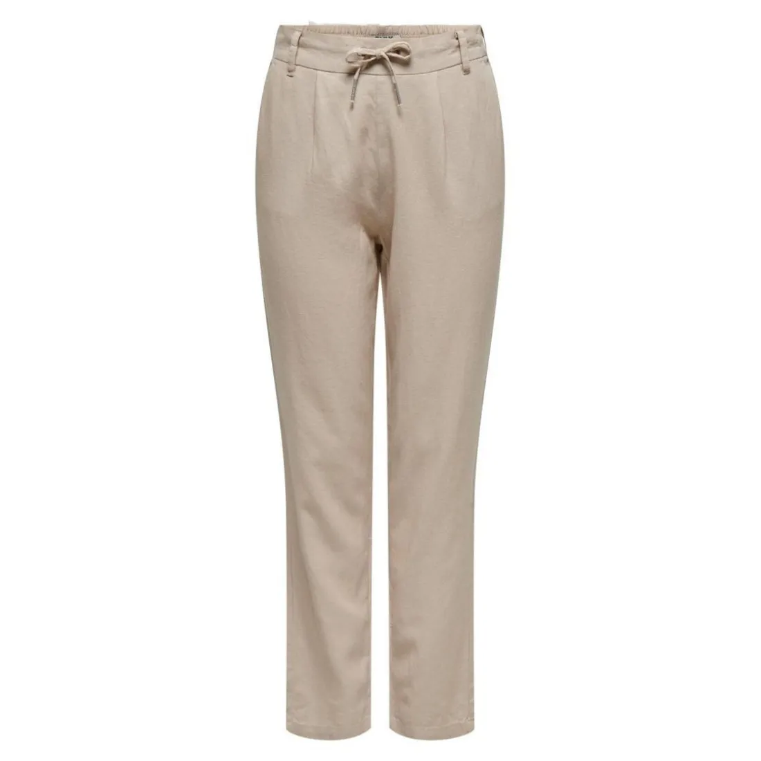 Pantalon Finitions cordon de serrage beige gris en lin