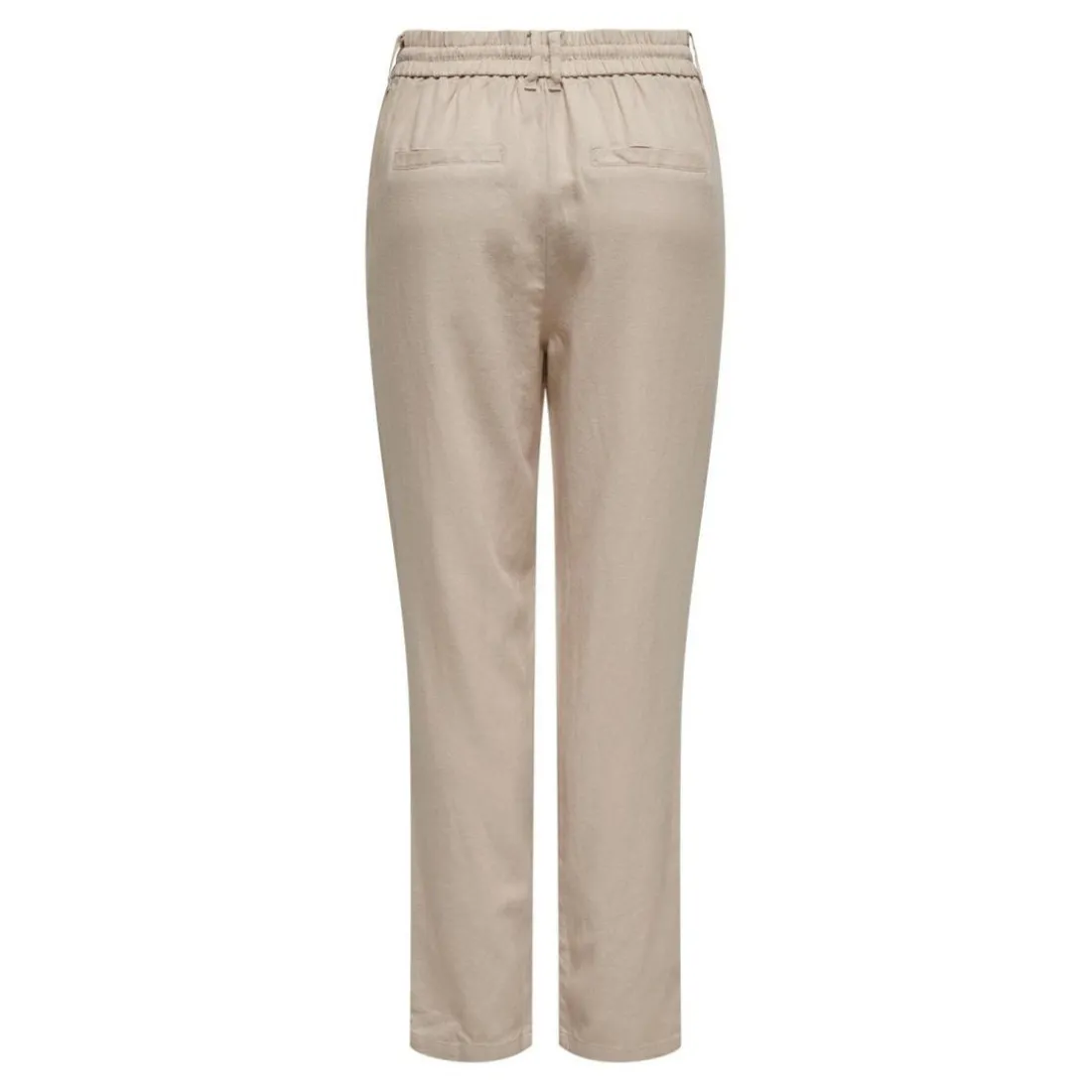 Pantalon Finitions cordon de serrage beige gris en lin