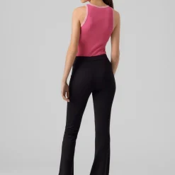 Pantalon Flared Fit Taille moyenne Pleine longueur noir en viscose Vale
