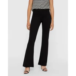 Pantalon Flared Fit Taille moyenne noir en viscose