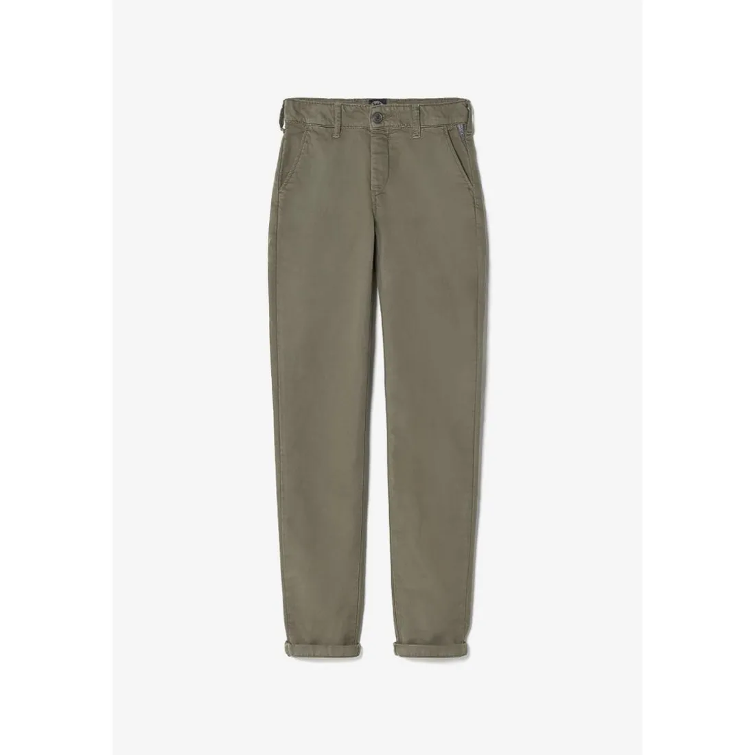 Pantalon garçon, chino Jogg Kurty aloe vert en coton