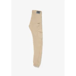 Pantalon garçon, Patos tapered arqué beige blanc en coton