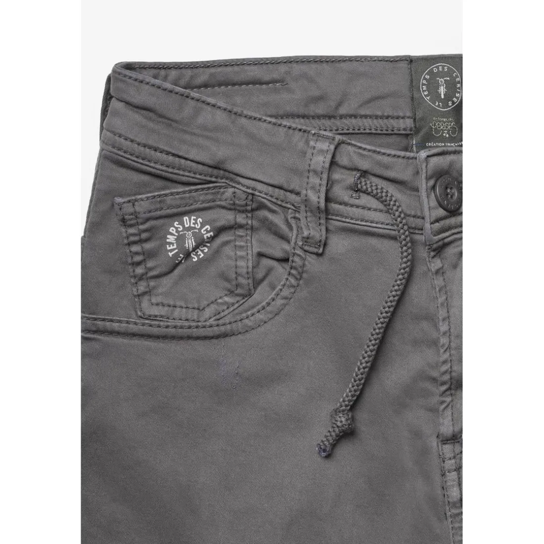 Pantalon garçon, Tobati tapered arqué anthracite gris en coton