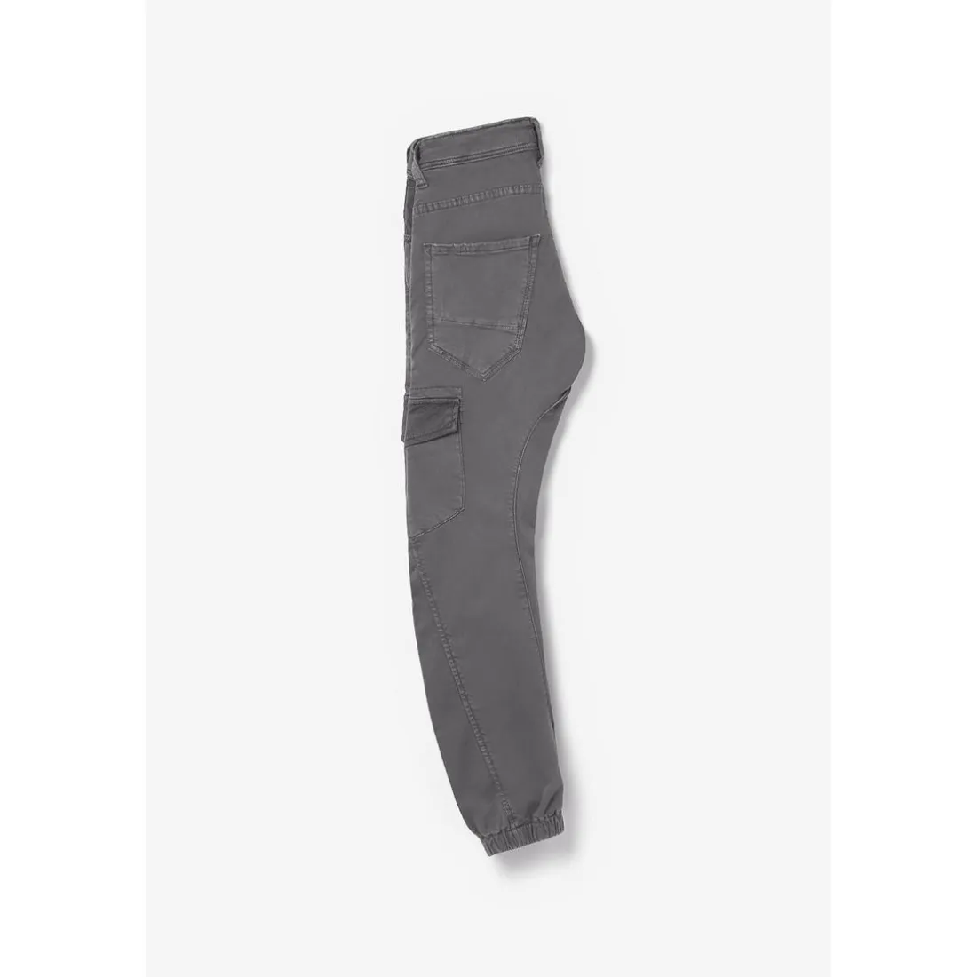 Pantalon garçon, Tobati tapered arqué anthracite gris en coton
