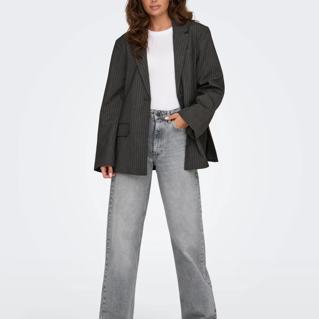 Pantalon Jean Taille Haute ONLJUICY - Gris en coton Zara