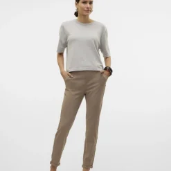 Pantalon loose fit en polyester Maya marron clair