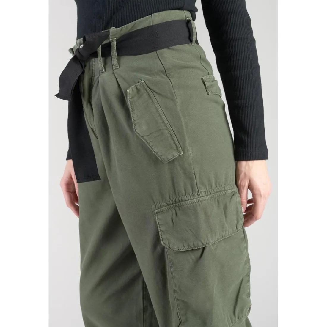 Pantalon loose, large AMBROISE vert en coton