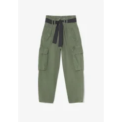Pantalon loose, large AMBROISE vert en coton