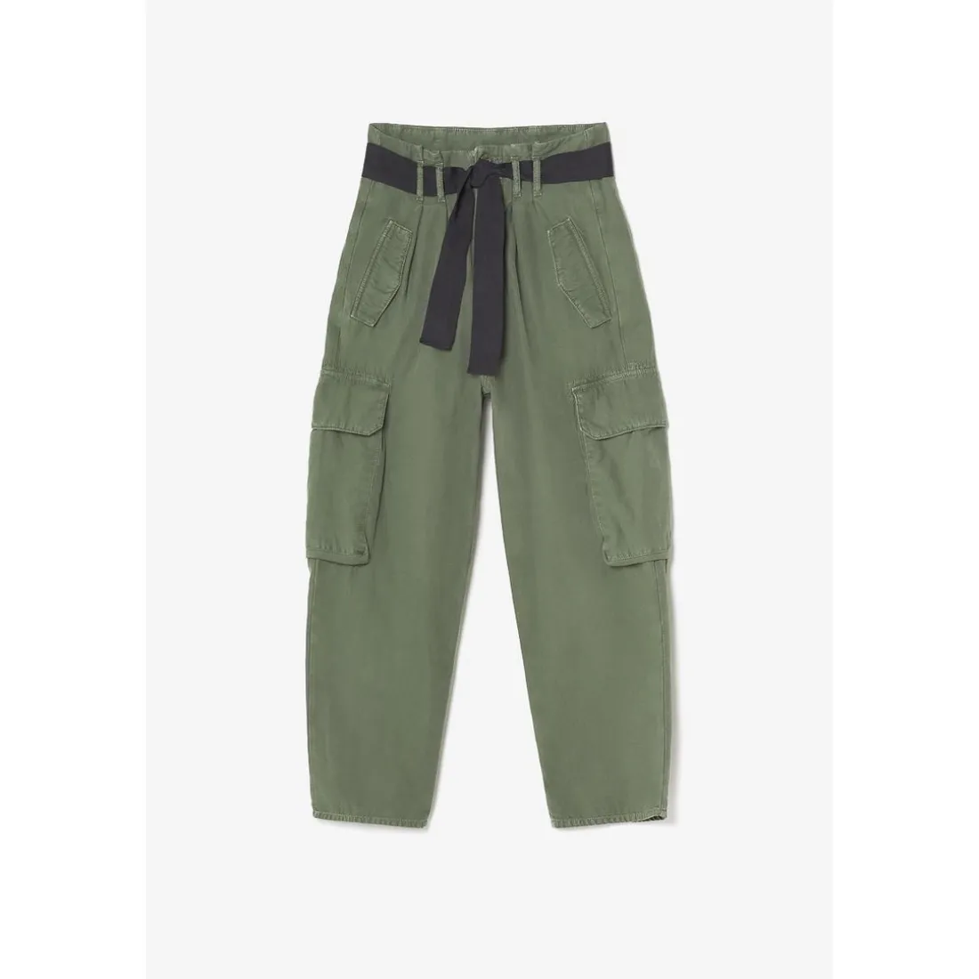 Pantalon loose, large AMBROISE vert en coton