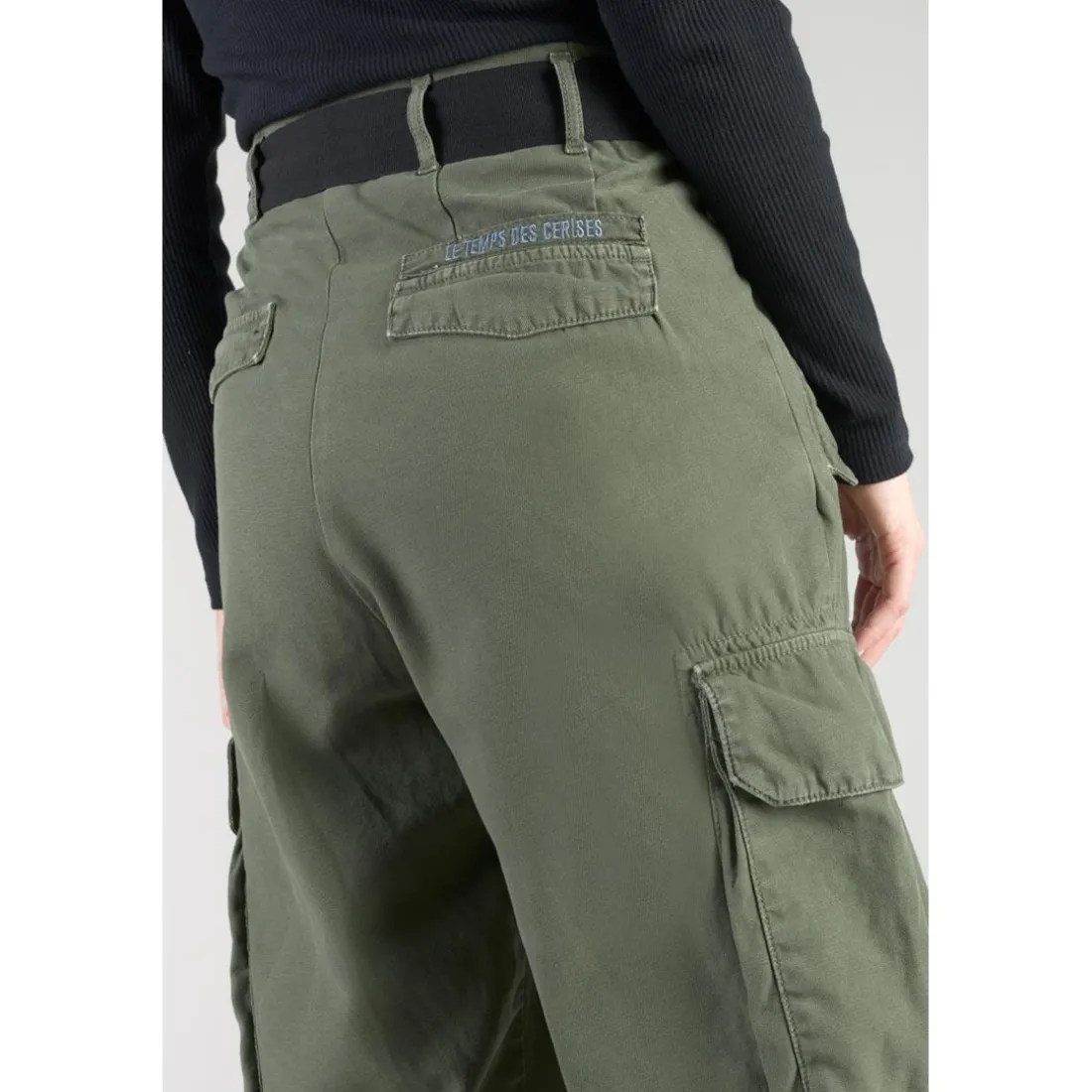 Pantalon loose, large AMBROISE vert en coton
