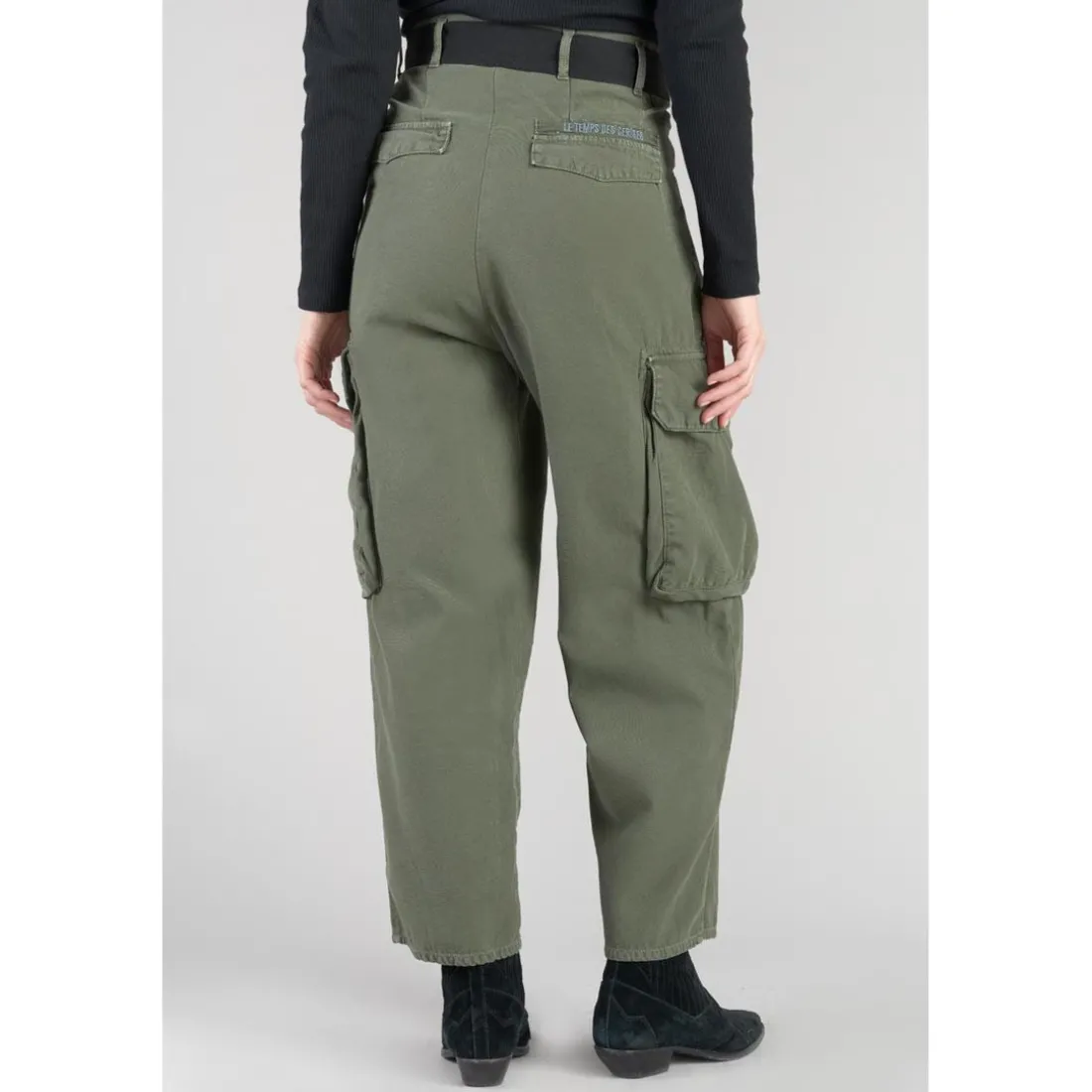 Pantalon loose, large AMBROISE vert en coton