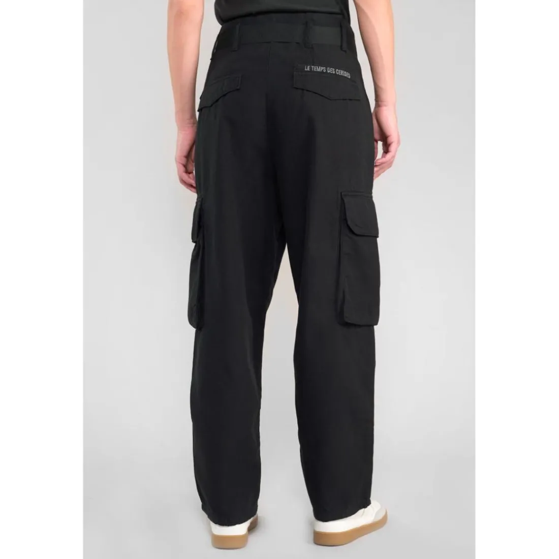 Pantalon loose, large AMBROISE noir Mia en coton