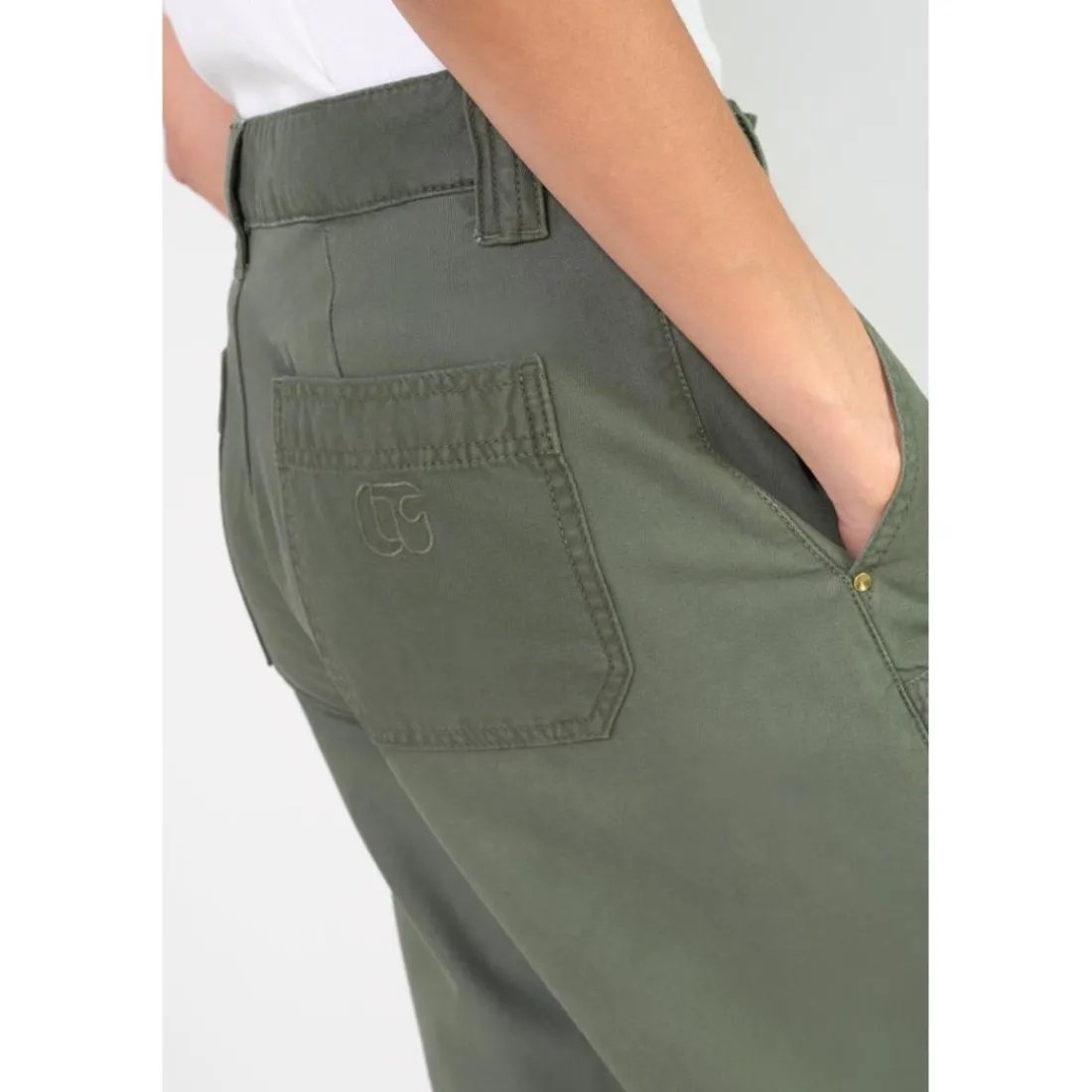 Pantalon loose, large HOLLY kaki en coton Lola