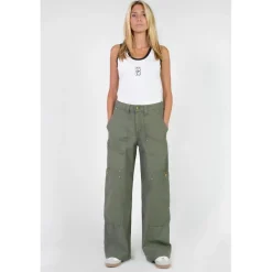 Pantalon loose, large HOLLY kaki en coton Lola