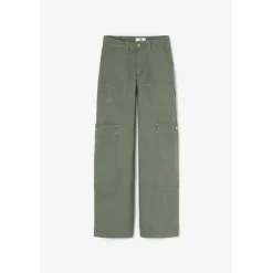 Pantalon loose, large HOLLY kaki en coton Lola