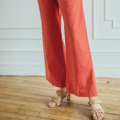 Pantalon paperbag ceinturé Joe Réédition en coton rose