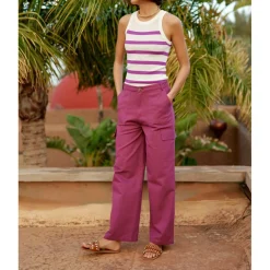 Pantalon PINA mauve en coton violet
