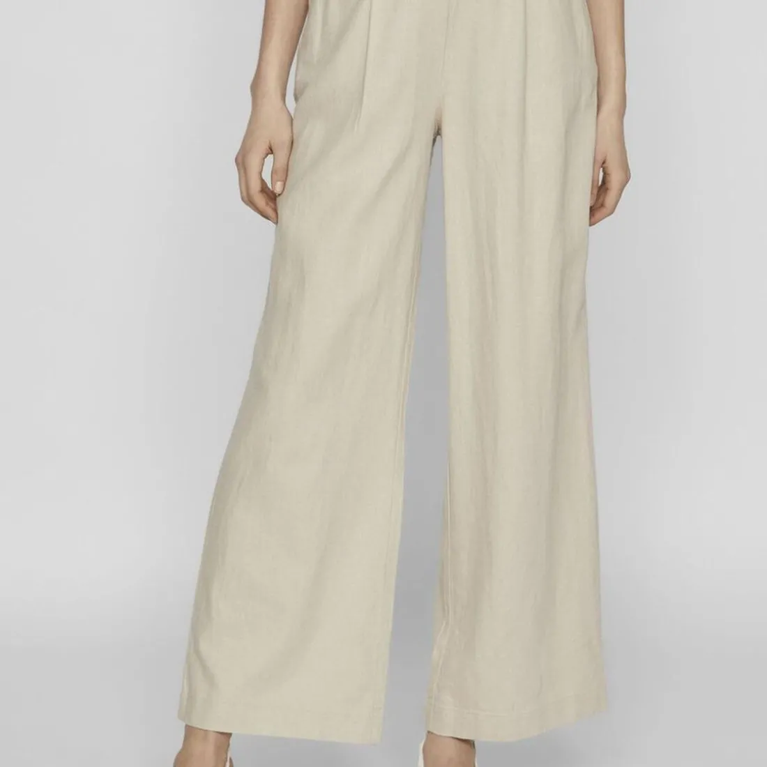 Pantalon regular fit gris clair en lin