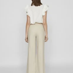 Pantalon regular fit gris clair en lin