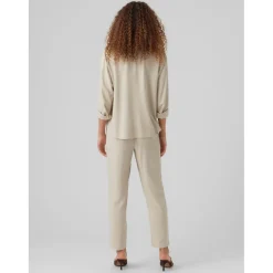 Pantalon Regular Fit Taille moyenne Longueur cheville beige