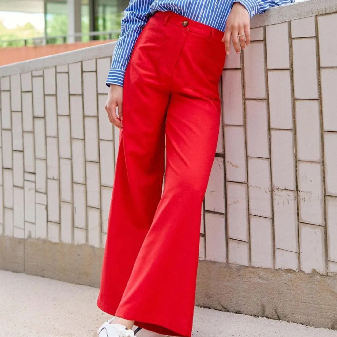 Pantalon rouge SONNY VELOURS en coton