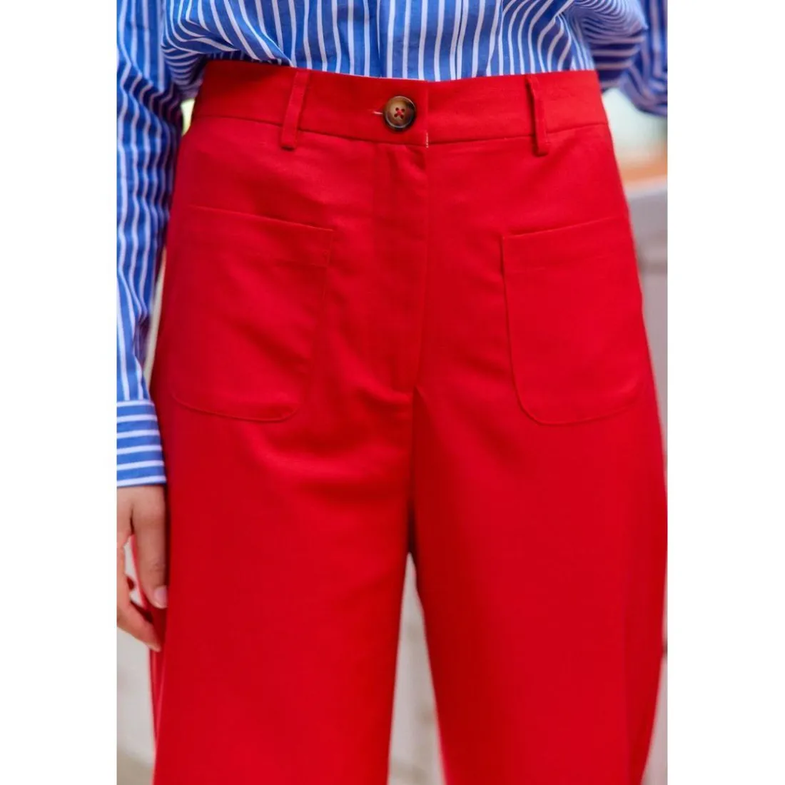 Pantalon rouge SONNY VELOURS en coton