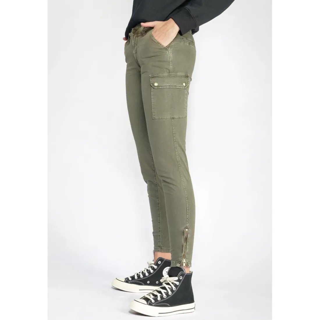 Pantalon slim ARMY marron en coton