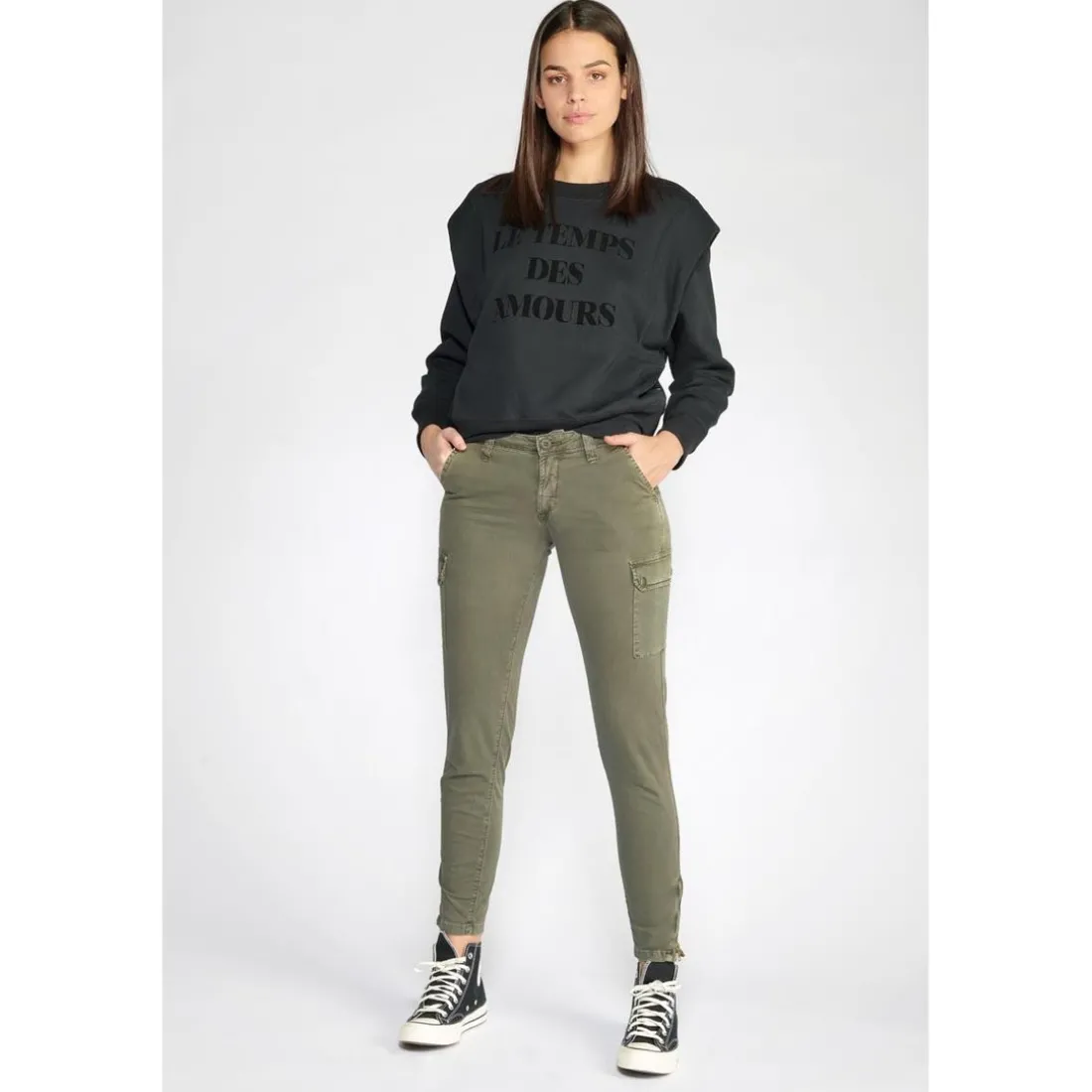Pantalon slim ARMY marron en coton