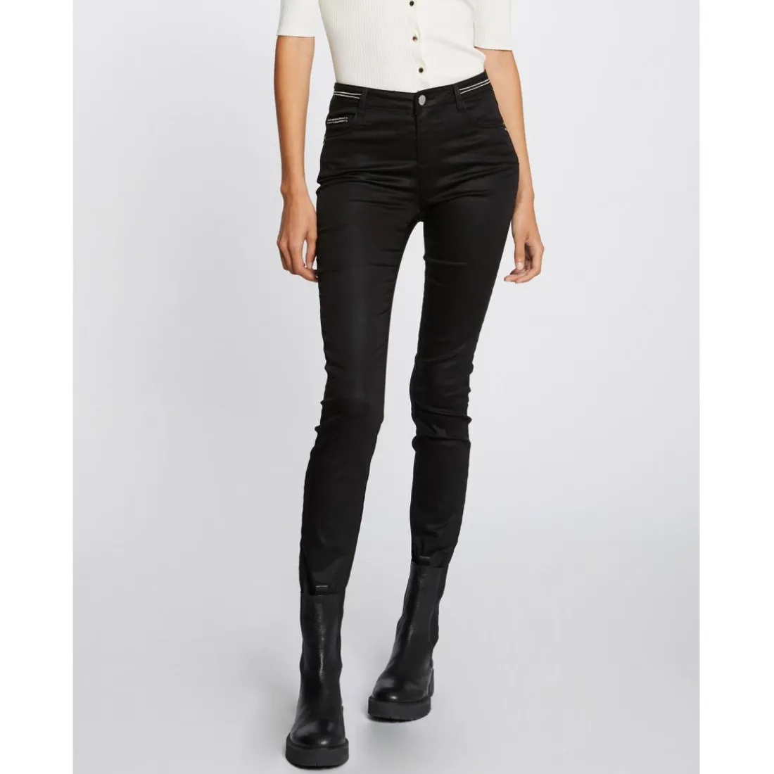 Pantalon slim enduit
