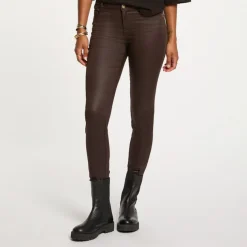 Pantalon slim femme Morgan café en coton