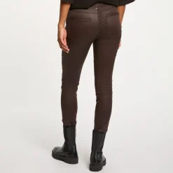 Pantalon slim femme Morgan café en coton
