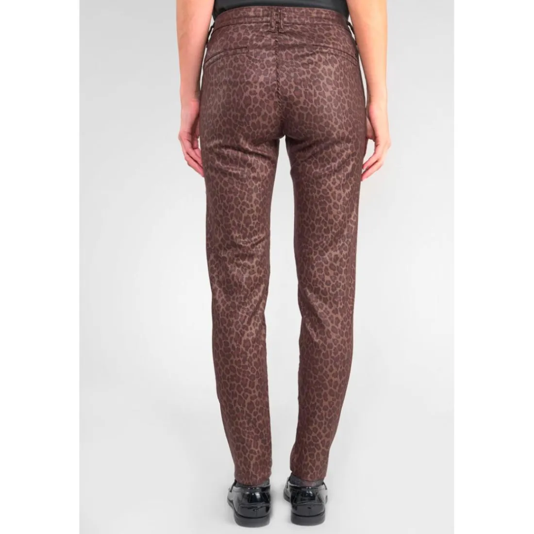 Pantalon slim FLEXO marron Gaia en coton