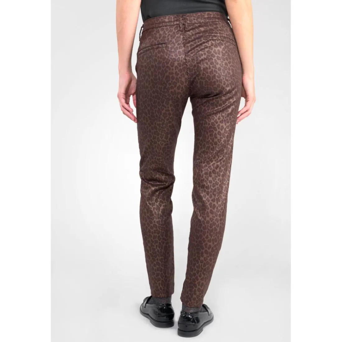 Pantalon slim FLEXO marron Gaia en coton