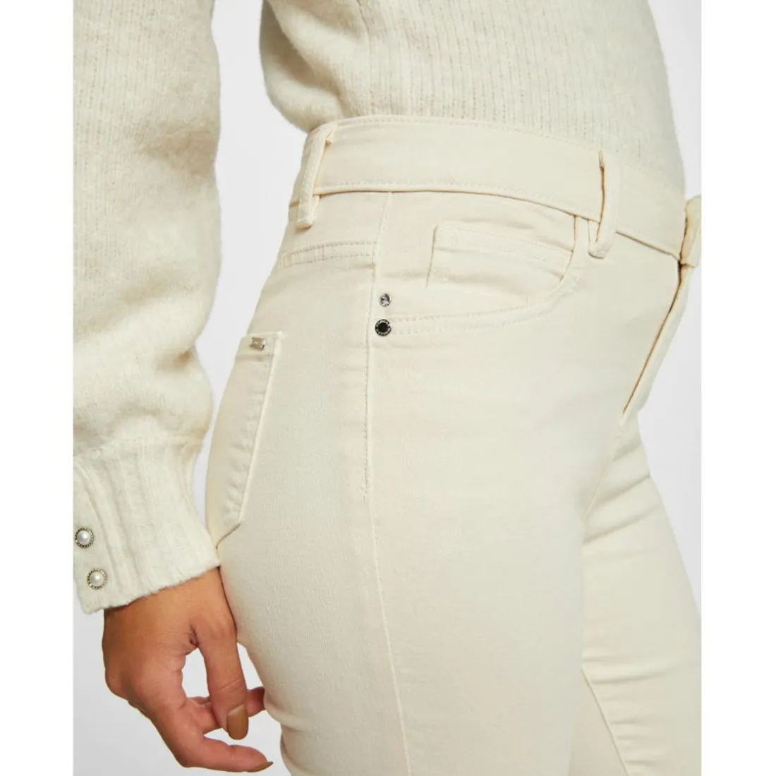 Pantalon slim taille standard ivoire