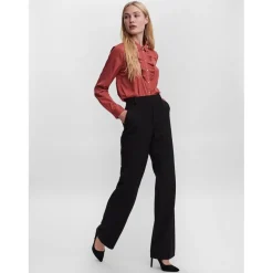 Pantalon Straight Fit Taille moyenne Pleine longueur noir Alia