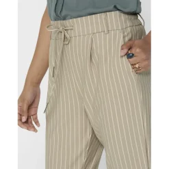 Pantalon taille classique beige en viscose Yael