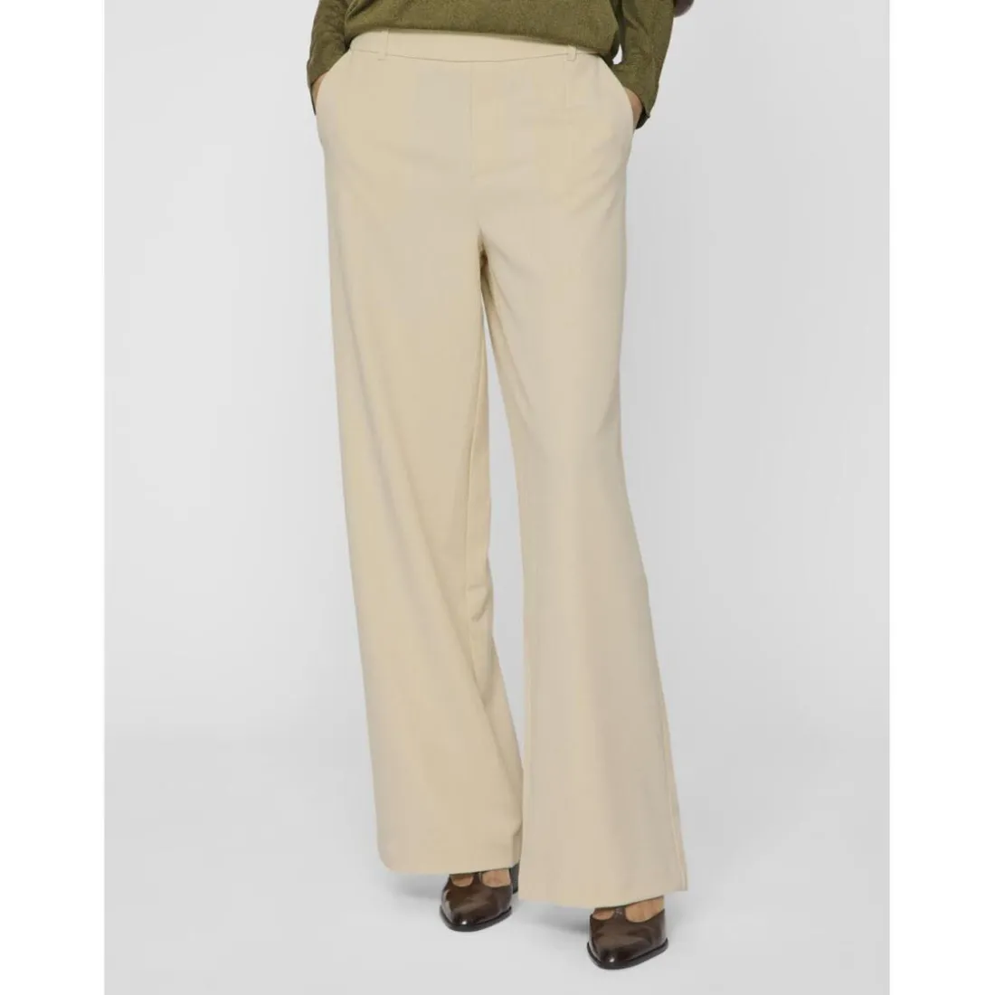 Pantalon taille haute jambe ample Varone gris Kaye