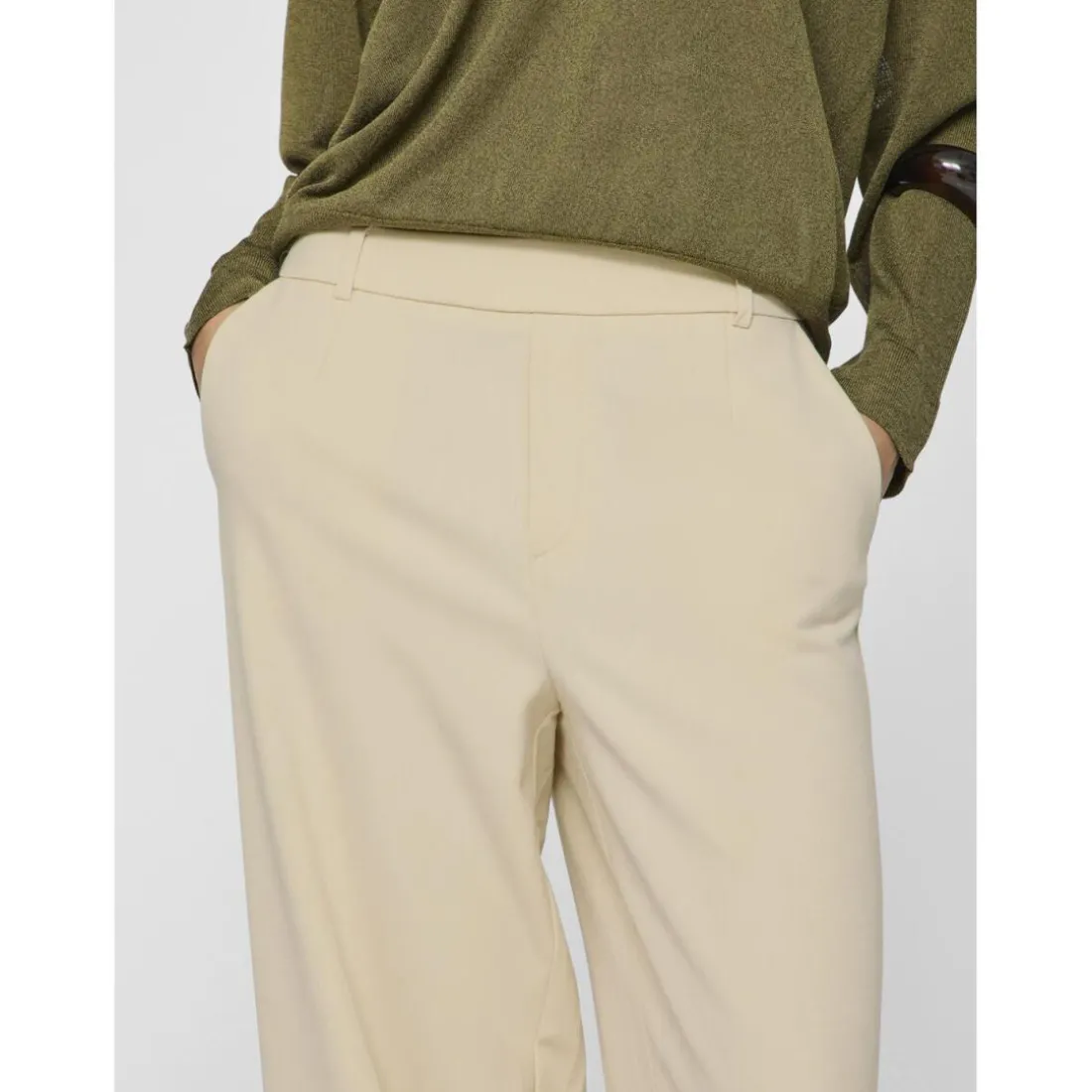 Pantalon taille haute jambe ample Varone gris Kaye