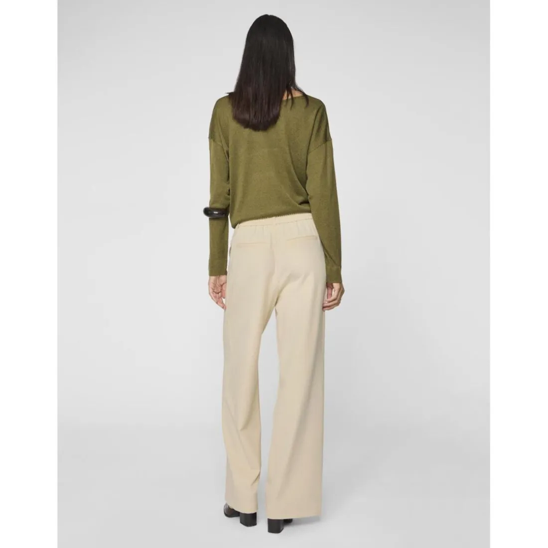 Pantalon taille haute jambe ample Varone gris Kaye
