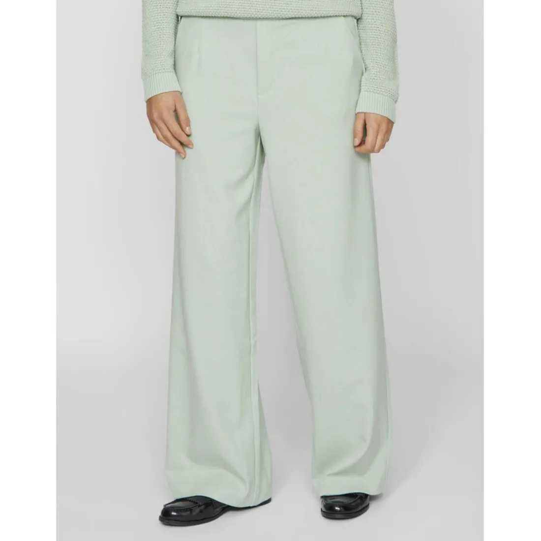 Pantalon taille haute jambe ample Varone vert Luna
