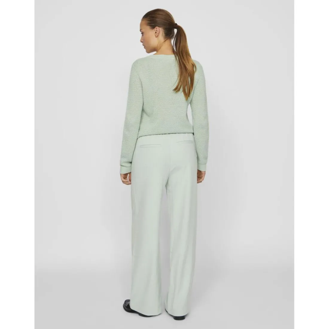Pantalon taille haute jambe ample Varone vert Luna