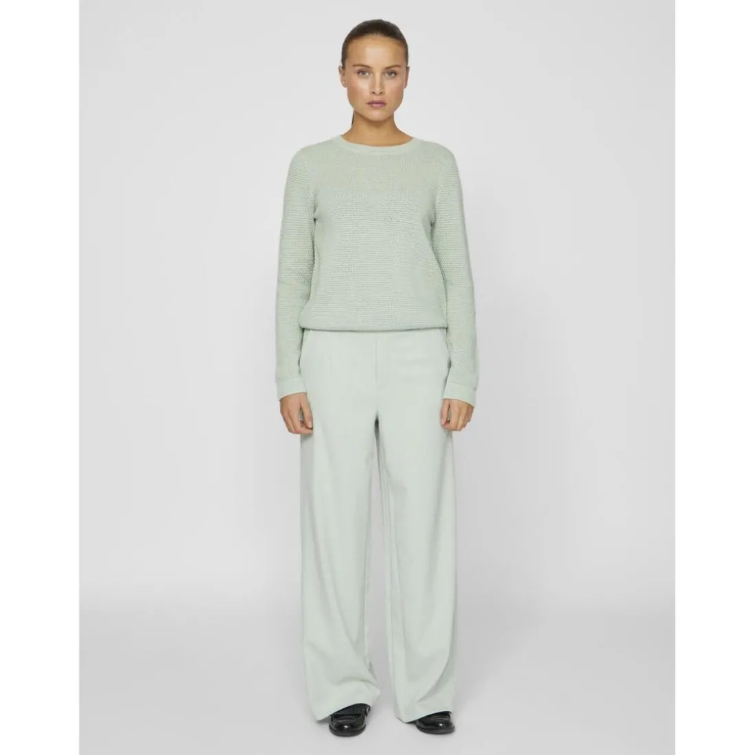 Pantalon taille haute jambe ample Varone vert Luna