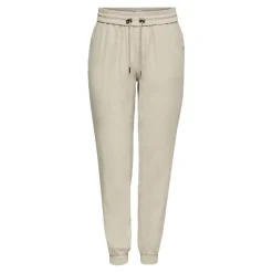 Pantalon taille moyenne beige en viscose Demi