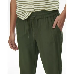 Pantalon taille moyenne vert en viscose Trix