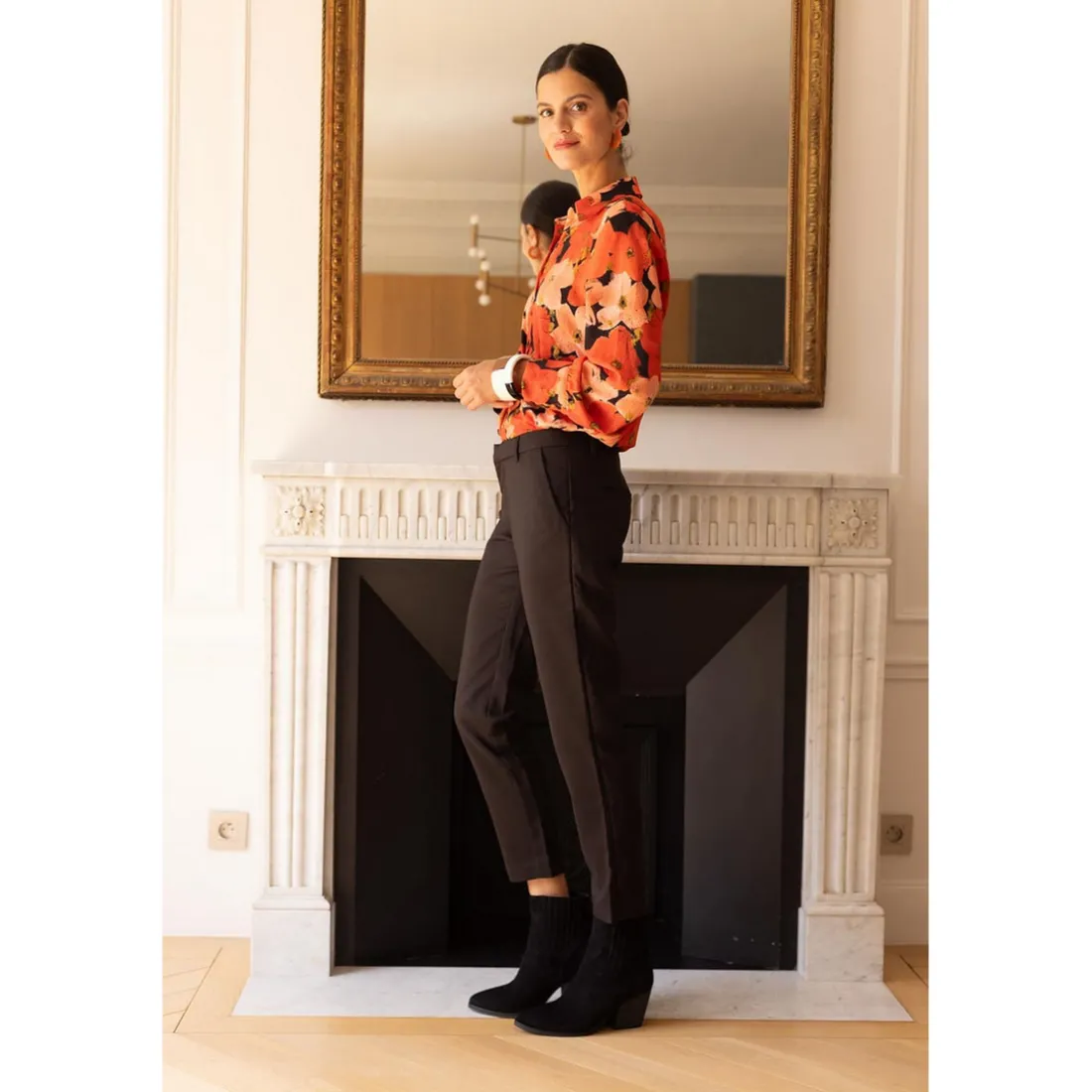 Pantalon uni poches et pinces femme - Noir
