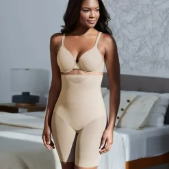 Panty gainant taille haute beige en nylon