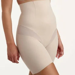 Panty gainant taille haute beige en nylon