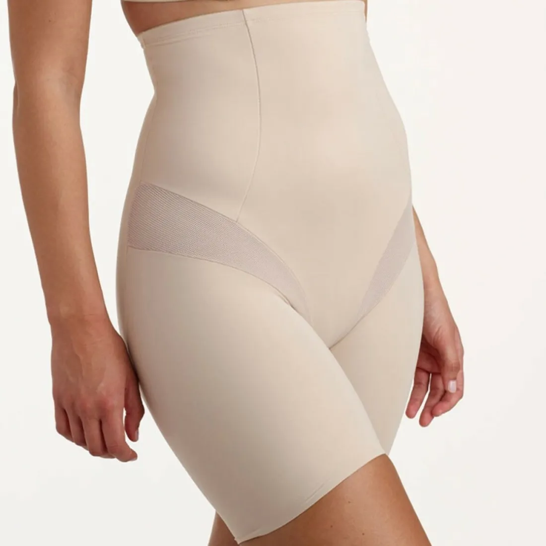 Panty gainant taille haute beige en nylon
