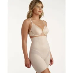 Panty gainant taille haute beige en nylon
